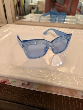 Blue Marbled Square Sunglasses - Women
